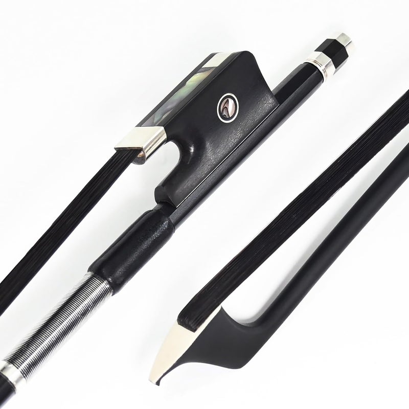 VINGOBOW 4/4 Size Black Horsehair Carbon Fiber Cello Bow - Image 1
